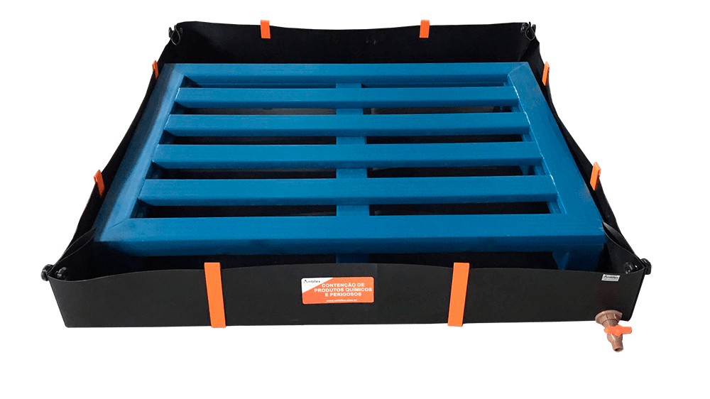 bacia de contenção de produtos perigosos para pallet com dreno