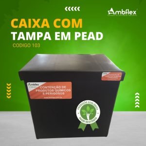 CAIXA COM TAMPA EM PEAD 1,5MM - DIMENSÕES L0,30M X C0,40M X A0,40M | CAP CONTENÇÃO 48L - 103