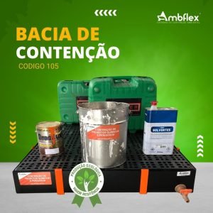 BACIA DE CONTENÇÃO EM PEAD 1,5MM  PARA 4 ESTRADOS INTERNO (TAMANHO PADRÃO PALLET PBR) - DIMENSÕES L1,05M X C1,25M X A0,15M | CAP CONTENÇÃO 197L - 105