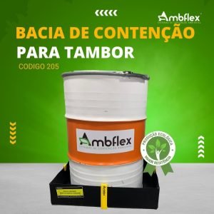 BACIA DE CONTENÇÃO EM PEAD 1,5MM PARA 1 TAMBOR - L0,90M X C0,90M X A0,15M | CAP CONTENÇÃO 122L - 205