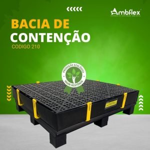 BACIA DE CONTENÇÃO EM PEAD 1,5MM PARA TAMBOR – L1,05M X C1,25M X A0,15M + PALLET INFERIOR + 4 ESTRADOS - 210