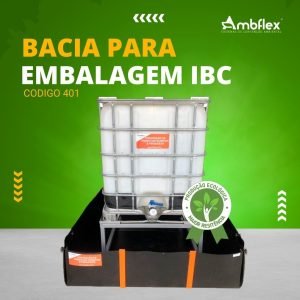 BACIA DE CONTENÇÃO EM PEAD 1,5MM PARA 1 IBC – DIMENSÕES L1,60M X C1,80M X A0,40M – C/ SUPORTE EM AÇO MEDINDO L1,00M X C1,20M X A0,50M | CAP CONT 1152L – 401