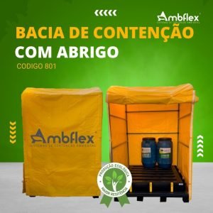BACIA DE CONTENÇÃO EM PEAD 1,5MM COM ABRIGO – DIMENSÕES L1,40M X C1,40M X A0,15M | CAP CONTENÇÃO 294L – 801