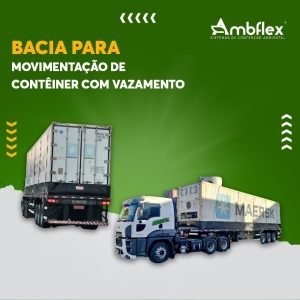 BACIA DE CONTENÇÃO PARA MOVIMENTAÇÃO DE CONTÊINER COM VAZAMENTO EM PEAD 1,5MM PARA 1 CONTÊINER – DIMENSÕES  C12,23M x L2,48M x A0,50M | CAP CONTENÇÃO 15.165L – 706